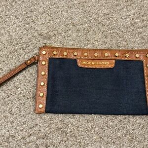 Michael Kors studded Jean pouch clutch